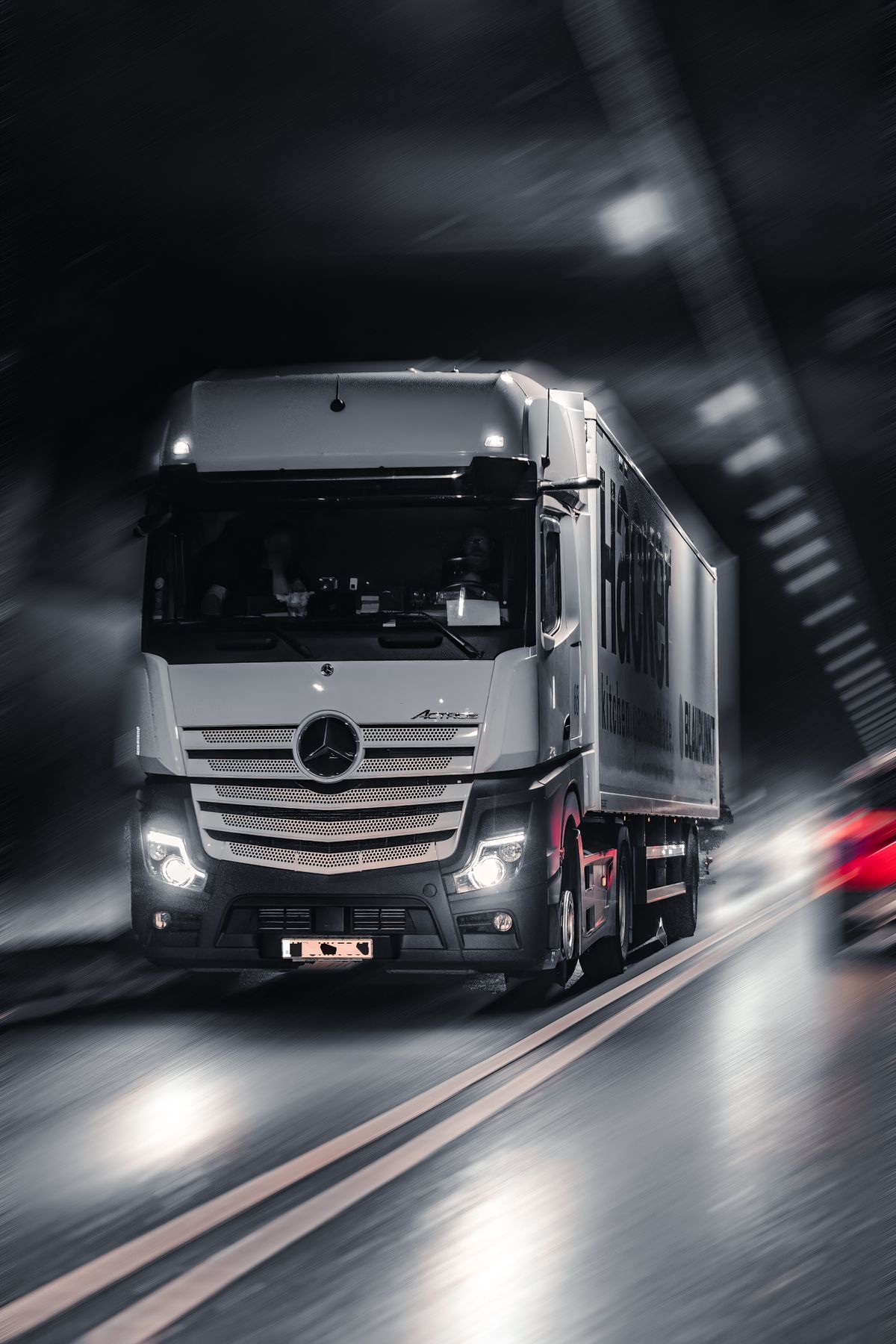 Freight truck at night